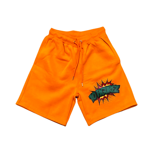 10 Figurez Orange Puff Print Shorts